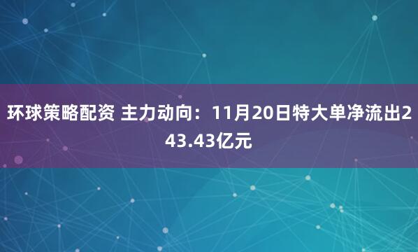 环球策略配资 主力动向：11月20日特大单净流出243.43亿元