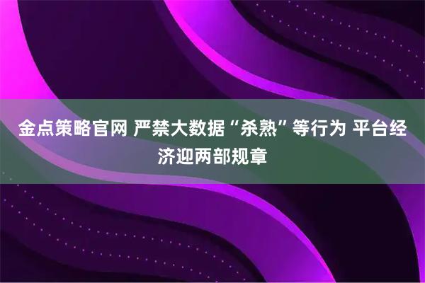 金点策略官网 严禁大数据“杀熟”等行为 平台经济迎两部规章